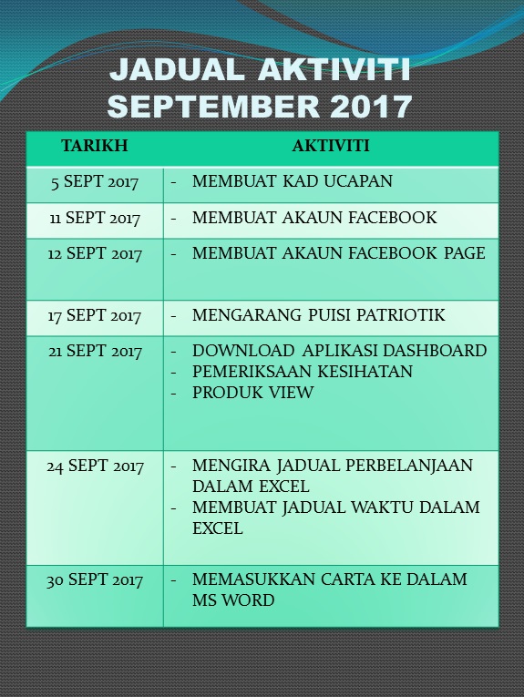 JADUAL AKTIVITI SEP 17