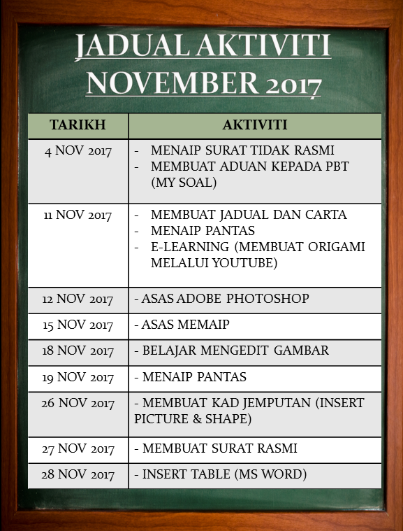 JADUAL NOV 17